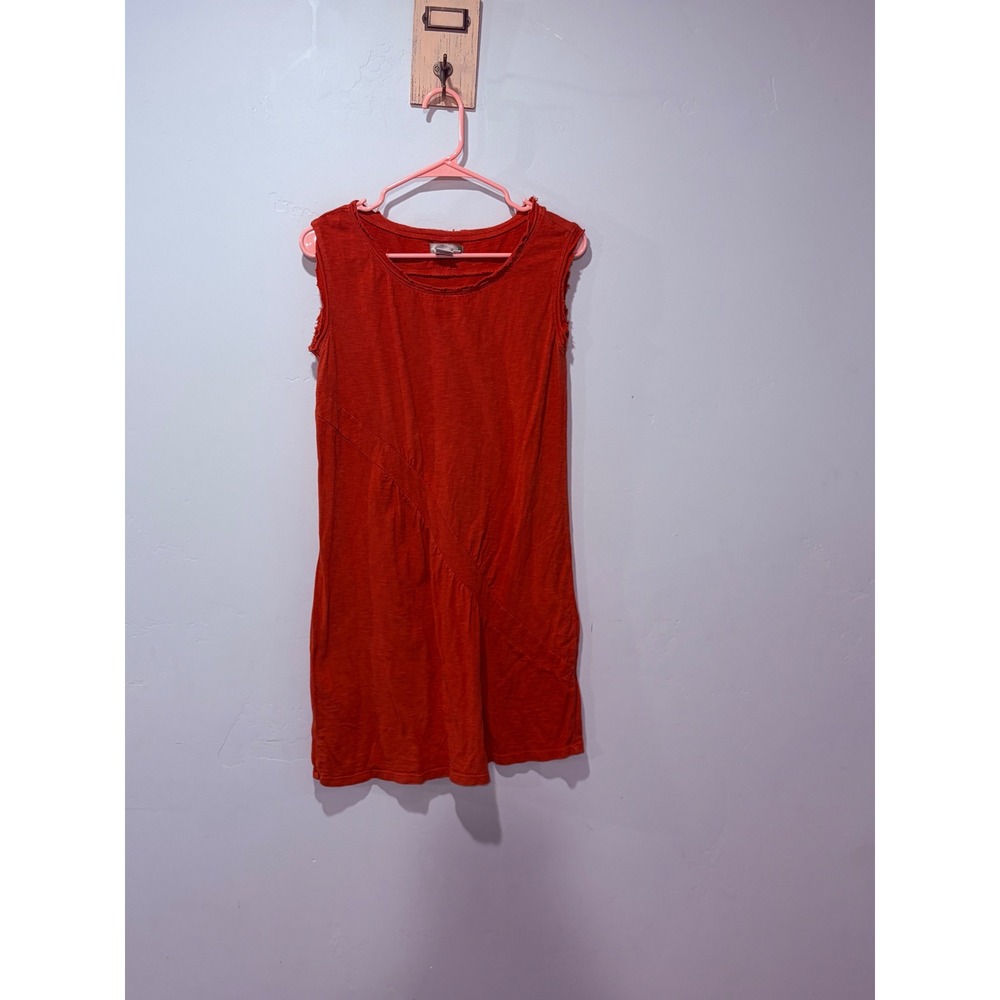 The Territory Ahead Womens XS Burnt Orange Cotton Sleeveless Shift Dress Slub